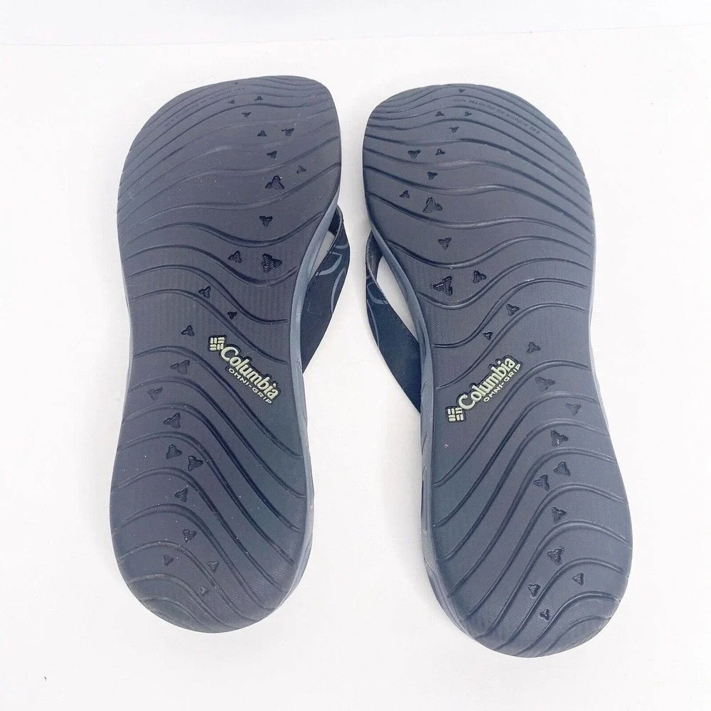 Columbia Sz 11 Womens Flip Flops Thong Omni Grip Techlite Black Water Sandal